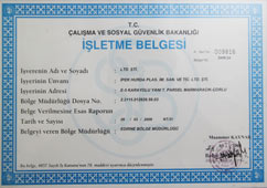 İpek Hurda Plastik İşletme Belgesi