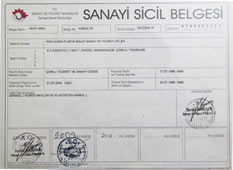 İpek Hurda Plastik Sanayi Sicil Belgesi